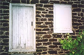 [photo, Door, shutter, & brickwork, Hancock's Resolution, 2795 Bayside Beach 
Road, Pasadena, Maryland]